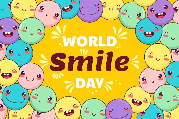 Vector gratuito fondo del día mundial de la sonrisa dibujado a mano