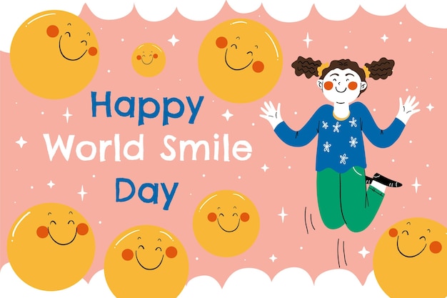 Vector gratuito fondo del día mundial de la sonrisa dibujado a mano