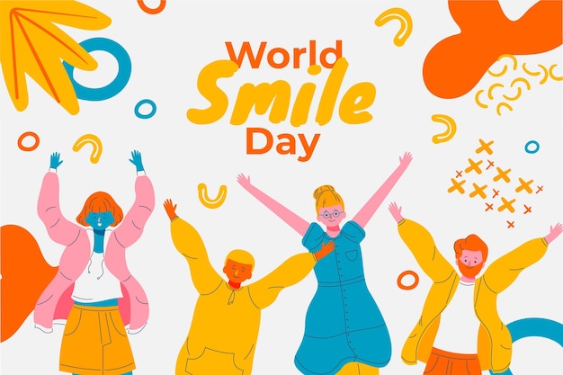 Vector gratuito fondo del día mundial de la sonrisa dibujado a mano