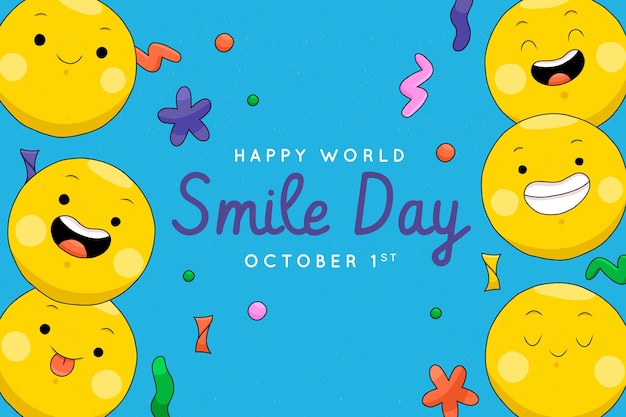 Vector gratuito fondo del día mundial de la sonrisa dibujado a mano