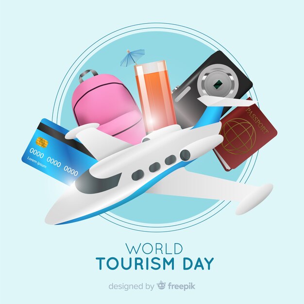 Fondo del día mundial del turismo en estilo realista