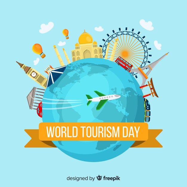 Fondo del día mundial del turismo con tierra