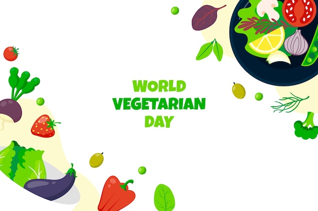 Fondo del día mundial del vegetariano dibujado a mano
