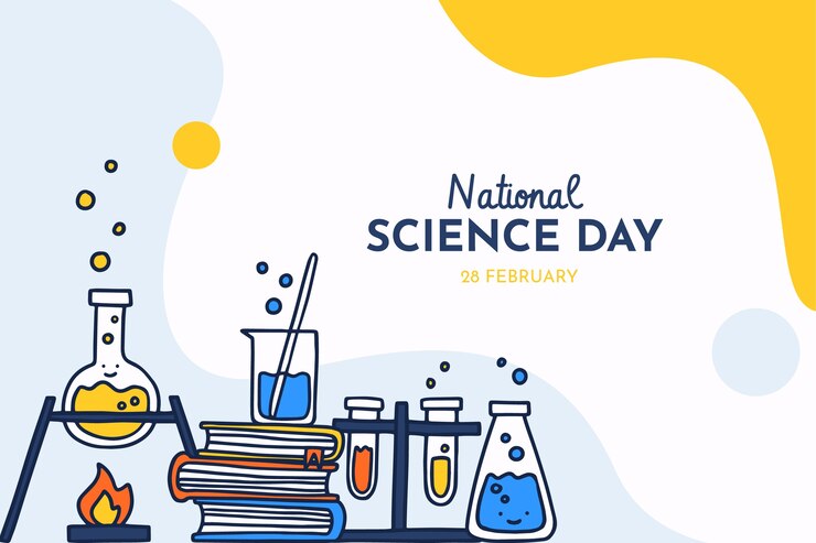 Vector gratuito fondo del día nacional de la ciencia dibujado a mano
