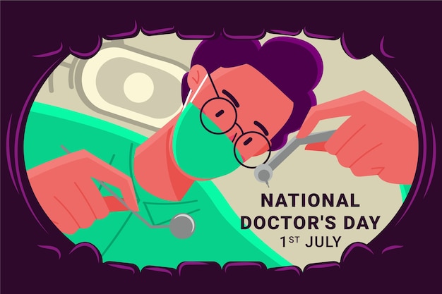 Fondo del día nacional del médico dibujado a mano