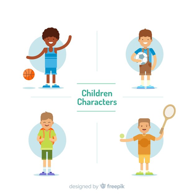 Fondo día del niño niños planos