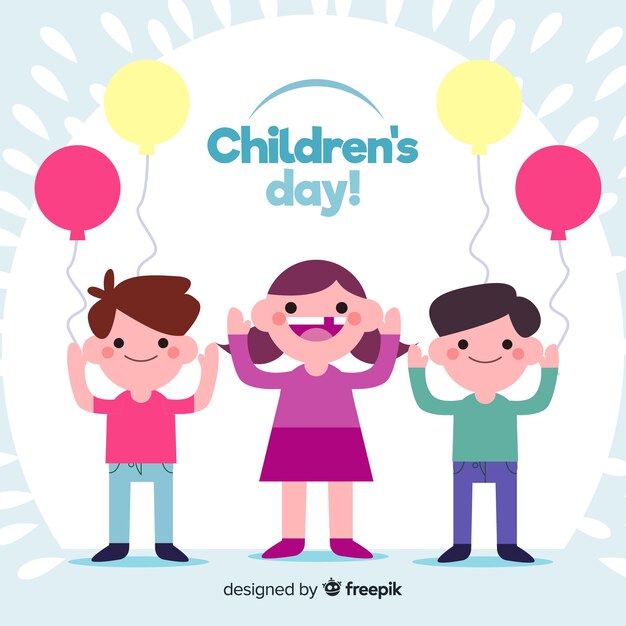 Fondo día del niño niños planos