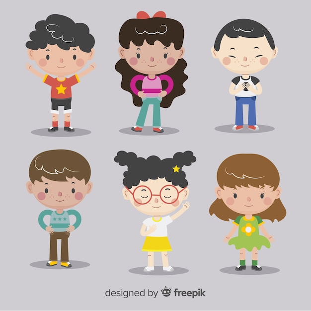 Vector gratuito fondo día del niño personajes planos