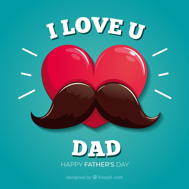 Fondo de día del padre con corazón y bigote