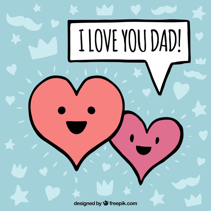Vector gratuito fondo del día del padre con dos corazones felices