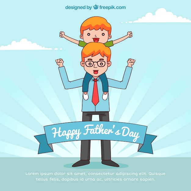 Vector gratuito fondo de día del padre con familia feliz