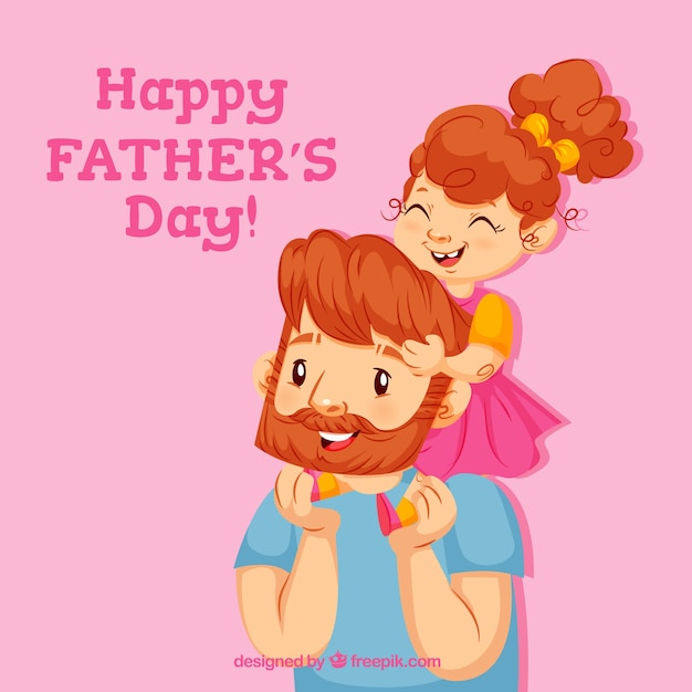 Vector gratuito fondo de día del padre con hija y papá felices