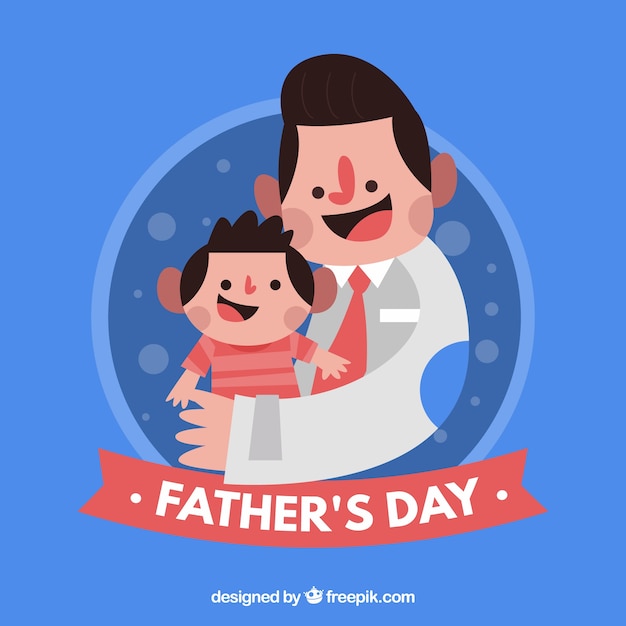 Vector gratuito fondo de día del padre con papá e hijo