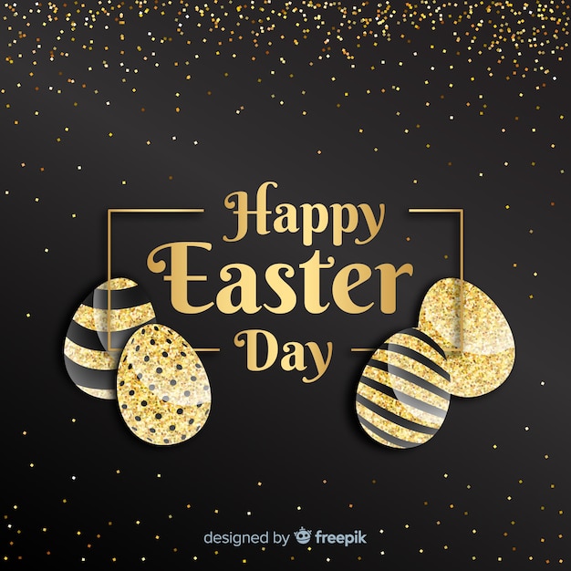 Vector gratuito fondo del día de pascua en negro y dorado