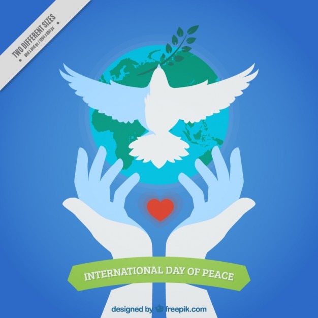Vector gratuito fondo del día de la paz de  manos liberando a una paloma