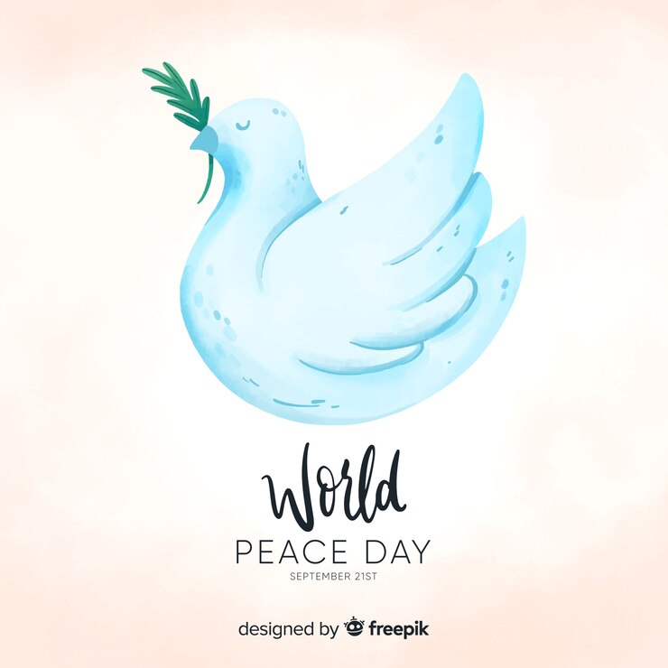 Vector gratuito fondo del día de la paz con paloma en acuarela