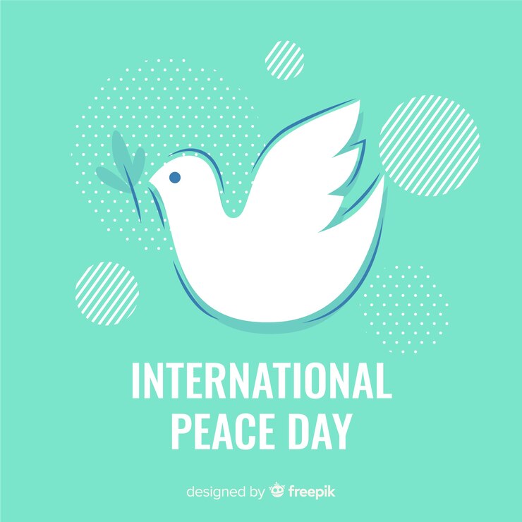 Vector gratuito fondo del día de la paz con una paloma en diseño plano
