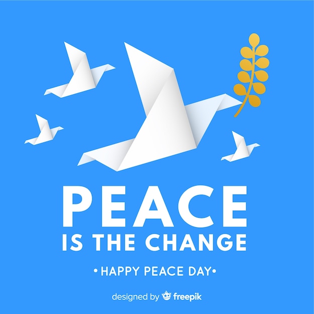 Vector gratuito fondo para el día de la paz con paloma origami