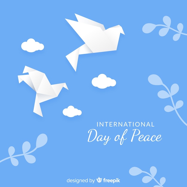 Fondo del día de la paz con paloma origami