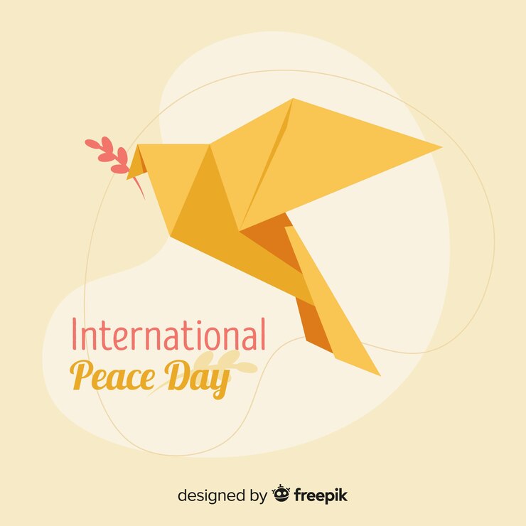 Vector gratuito fondo del día de la paz con paloma de origami