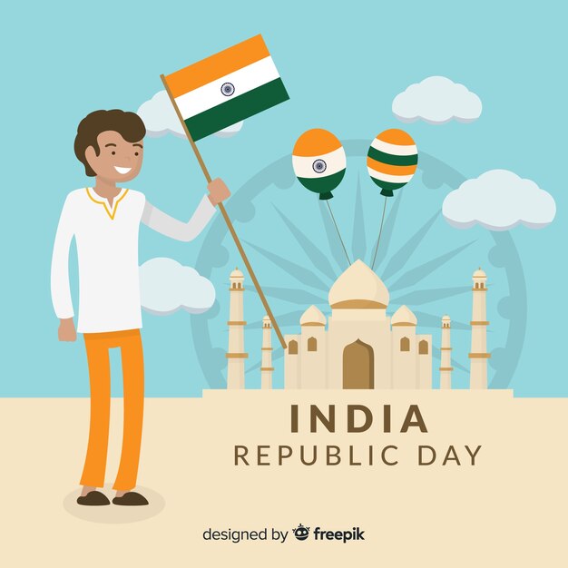 Fondo del día de la república de india en diseño plano