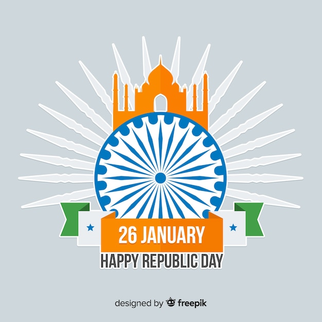 Vector gratuito fondo del día de la república de india en diseño plano