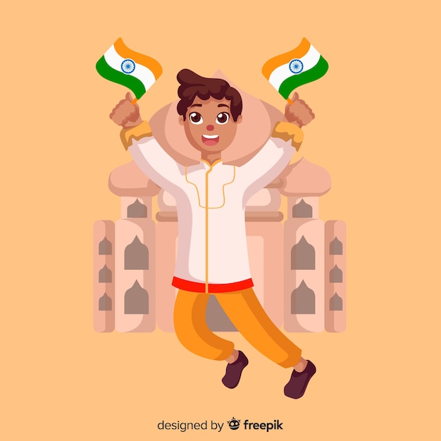 Vector gratuito fondo del día de la república de india en diseño plano