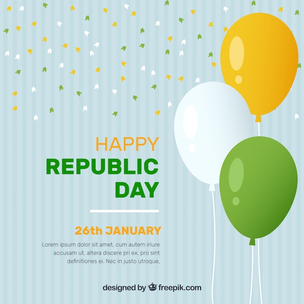 Vector gratuito fondo para el día de la república de la india con globos