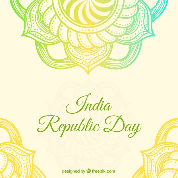 Vector gratuito fondo del día de la república india con mandalas decorativos