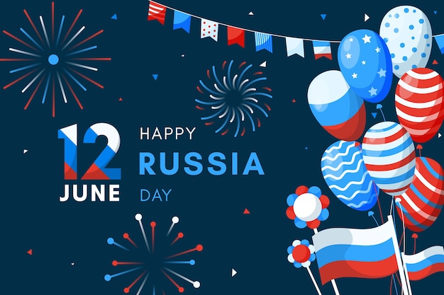 Vector gratuito fondo del día de rusia con concepto de globos