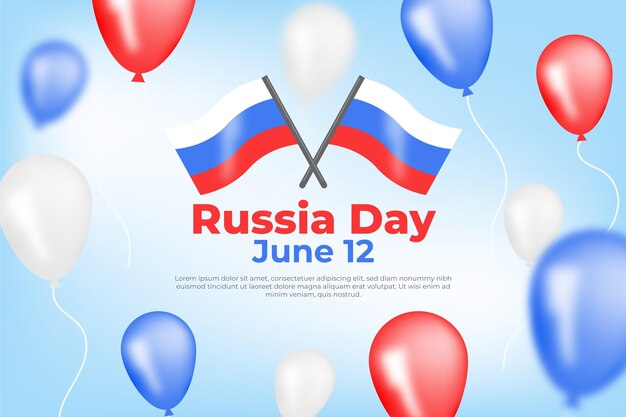 Fondo del día de Rusia con globos en diseño plano