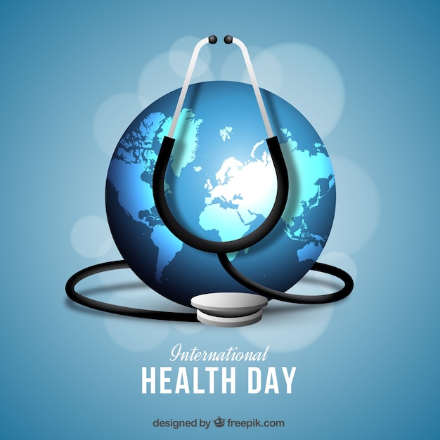 Fondo del día de la salud de mundo con estetoscopio 