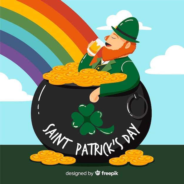 Vector gratuito fondo del día de san patricio en diseño plano