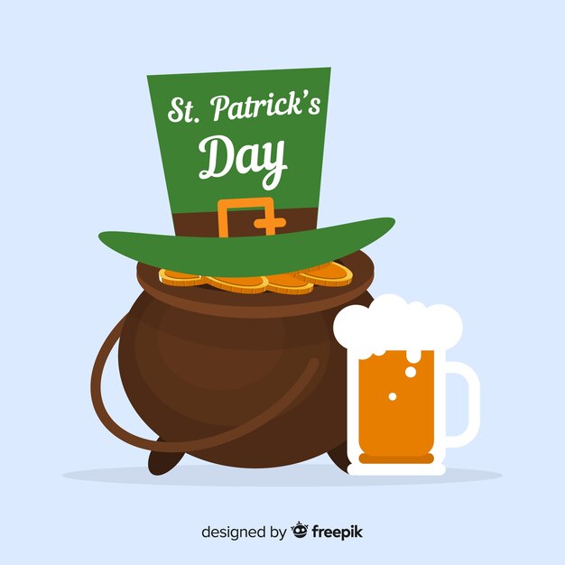 Vector gratuito fondo del día de san patricio en diseño plano