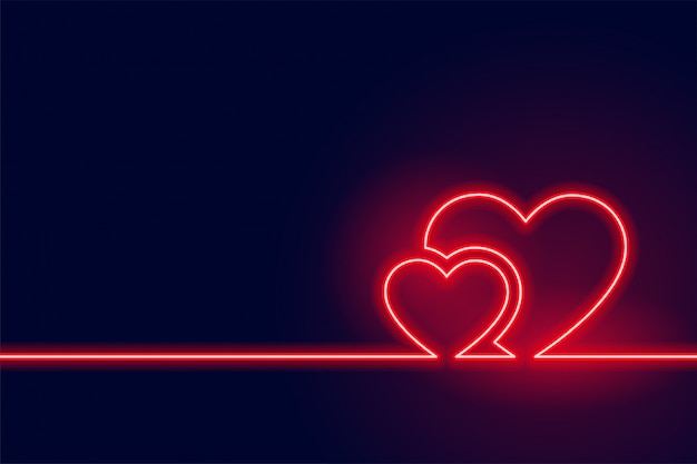 Fondo de día de San Valentín de corazón de neón rojo brillante