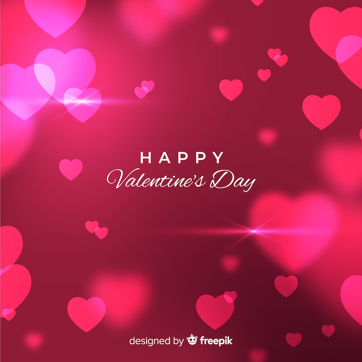 Vector gratuito fondo día de san valentín corazones brillantes borrosos
