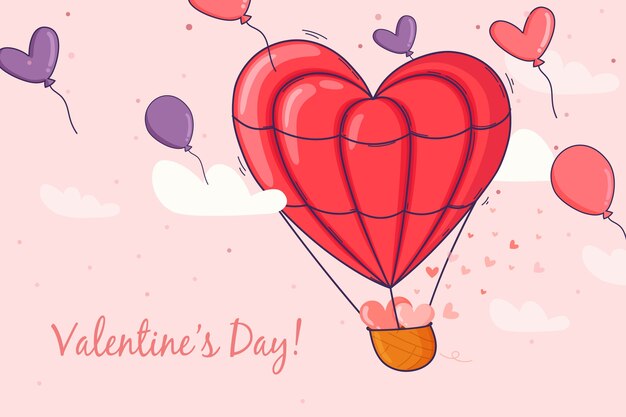 Fondo del día de San Valentín dibujado a mano