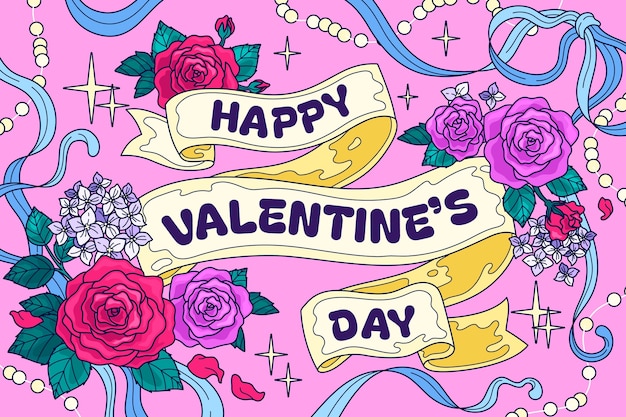 Fondo del día de San Valentín dibujado a mano