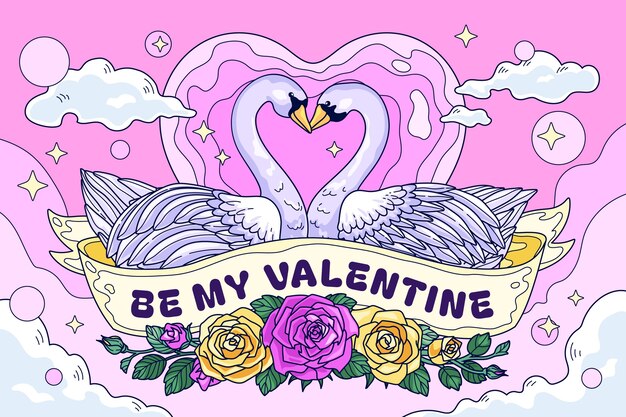 Fondo del día de San Valentín dibujado a mano