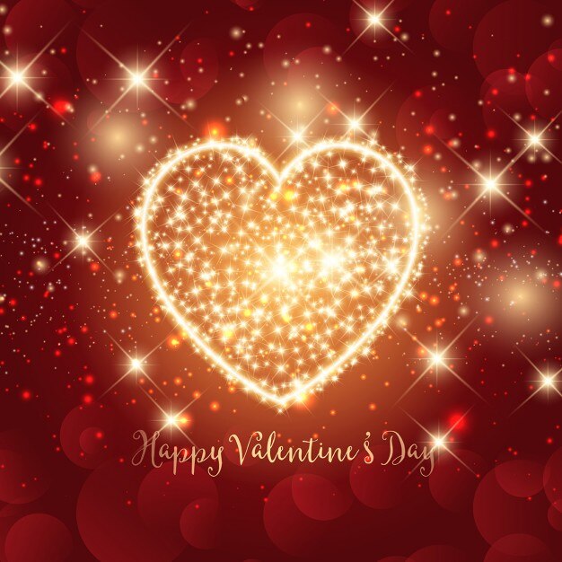 Fondo del día de San Valentín con diseño del corazón brillante