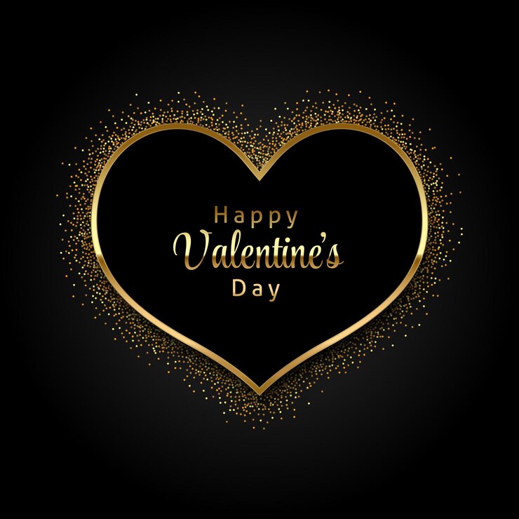 Vector gratuito fondo del día de san valentín con diseño de corazón dorado brillante y negro