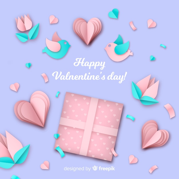 Vector gratuito fondo día de san valentín elementos papel