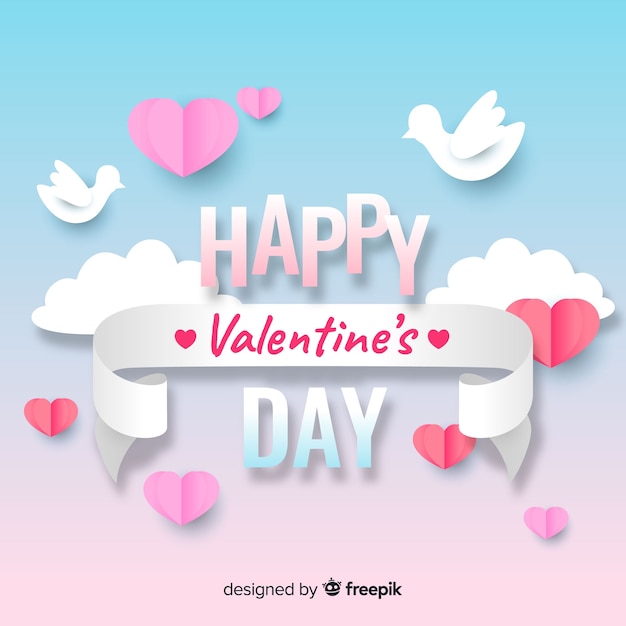 Vector gratuito fondo del día de san valentín estilo papel