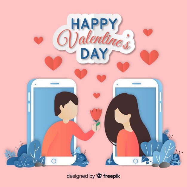 Fondo del día de san valentín estilo papel