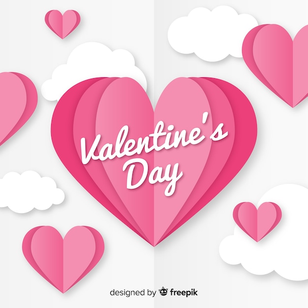 Vector gratuito fondo del día de san valentín estilo papel