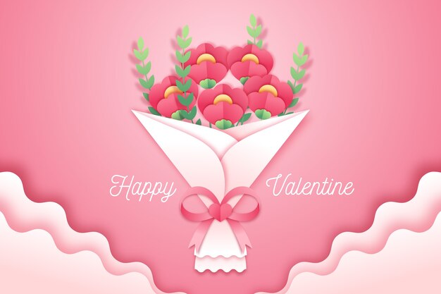 Fondo del día de San Valentín en estilo papel
