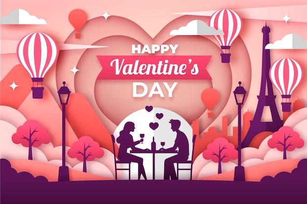 Vector gratuito fondo del día de san valentín estilo papel