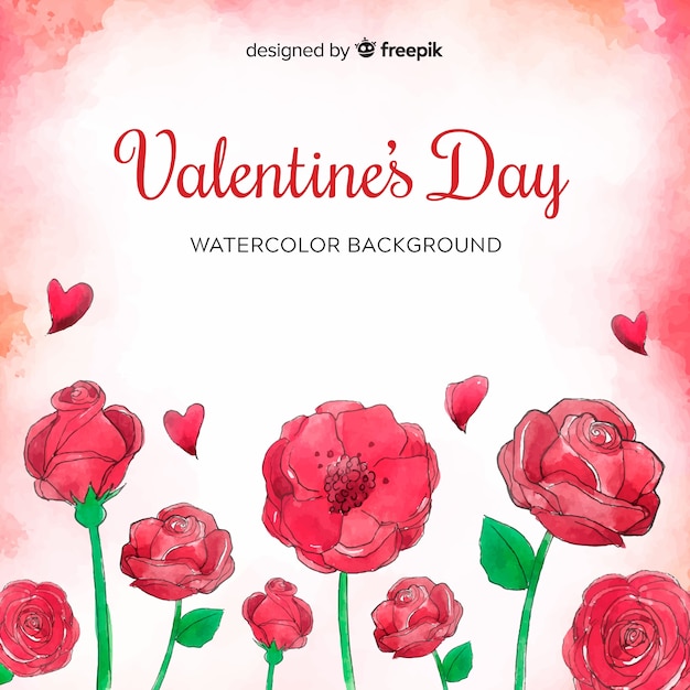 Vector gratuito fondo día de san valentín flores acuarela