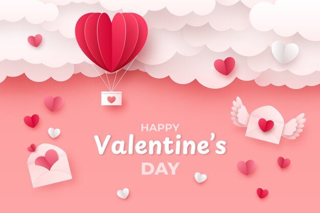 El fondo del día de San Valentín en papel