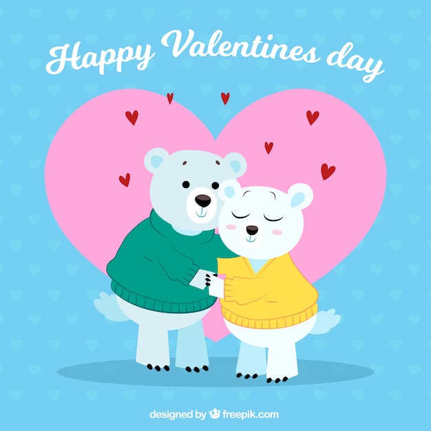 Vector gratuito fondo para el día de san valentin con pareja de osos